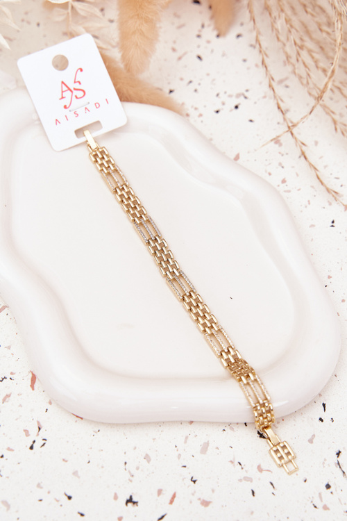 Жіночий браслет із хірургічної сталі з кристалами золото