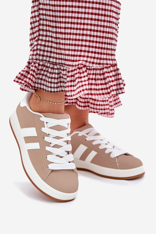 Жіноче Спортивне Взуття Кросівки З Еко Шкіри Темно-бежеві Ravina