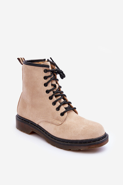 Жіночі замшеві ботильйони на плоскому каблуці бежеві Asteoris