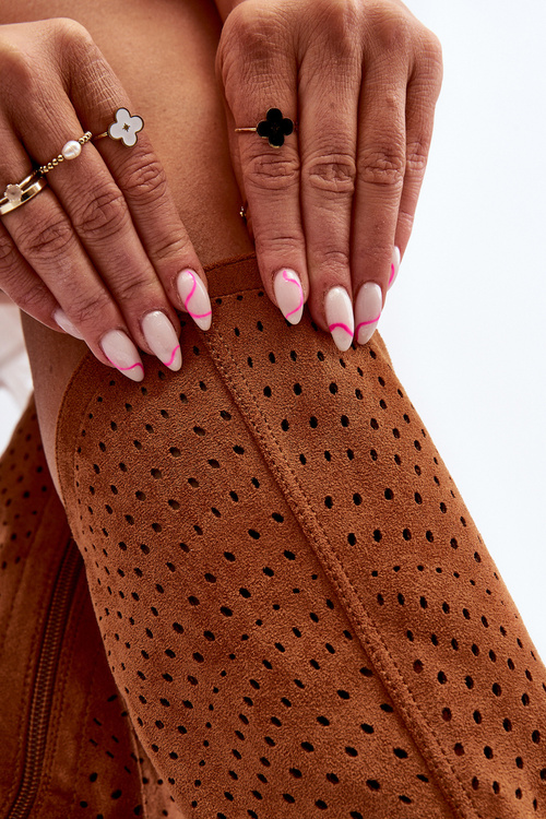 S.Barski HY66-150 Ажурні чоботи на плоскій каблуці Camel