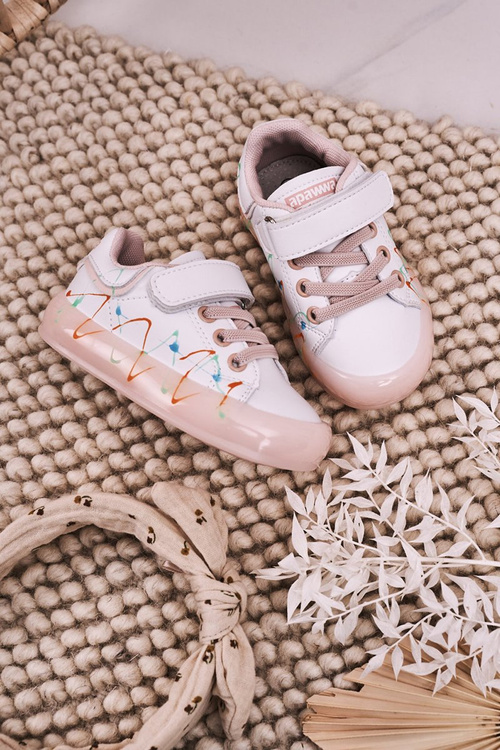 Дитяче спортивне взуття на світлодіодній підошві Біло-Рожеве Диско