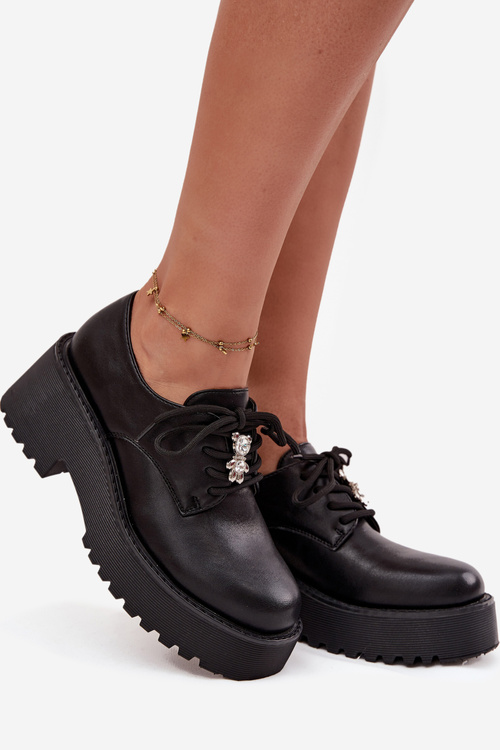 Жіночі мокасини з пряжкою з еко-шкіри чорні Laurea