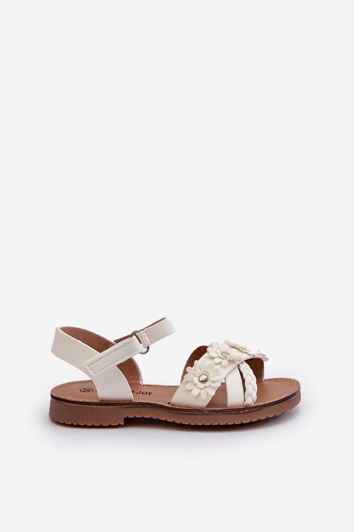 Дитячі босоніжки на липучці з квітами білі Nestalee