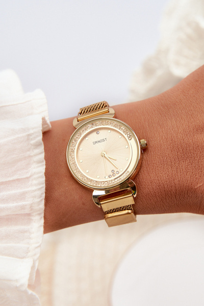Жіночий годинник зі срібним циферблатом ERNEST Gold