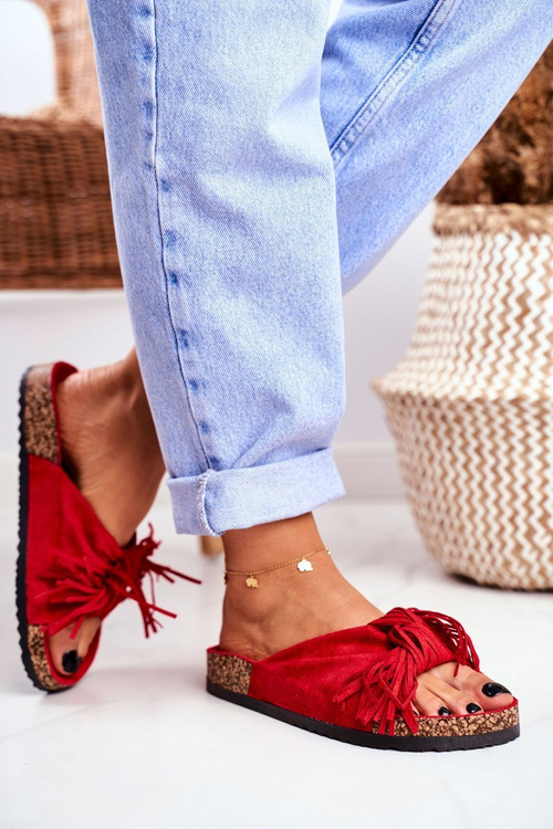 Червоні жіночі шльопанці Tassels Marina