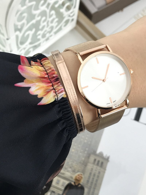 Жіночий годинник Michael John Lyssa Золотий браслет / Срібний циферблат