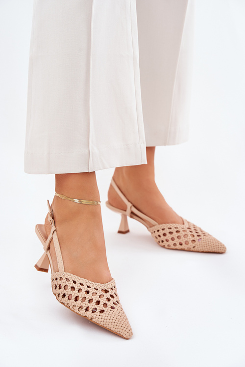 Туфлі На Шпильці З Загостреним Носком І Відкритою Пяткою Бежеві Umirana