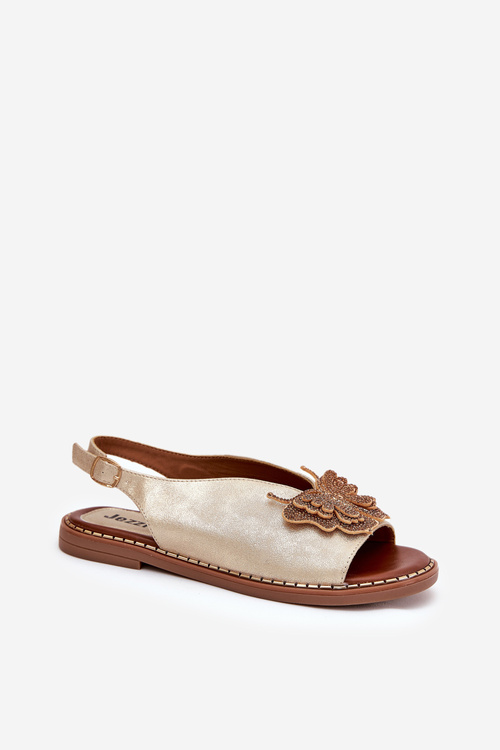 Жіночі сандалі на плоскому каблуці з прикрасою золоті Setorina