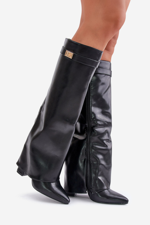 Жіночі черевики з екошкіри на підборах Чорні Avamora