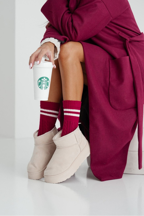 Жіночі шкарпетки коса з смужками бордового кольору