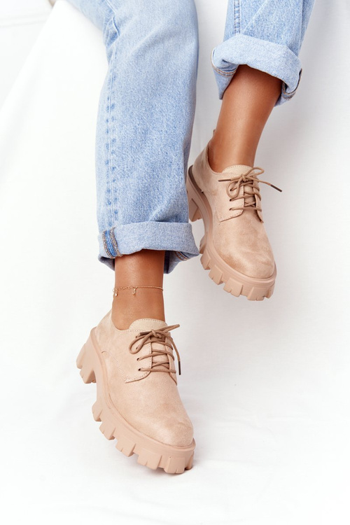 Жіночі замшеві оксфорди-броги на платформі голого кольору Imogen