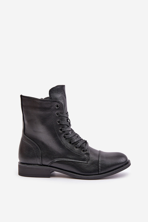 Теплі черевики з екошкіри на блискавці чорні Leanaris