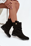 Шкіряні замшеві жіночі ботильйони з зібраннями ізоляція Zazoo 4210 Чорні