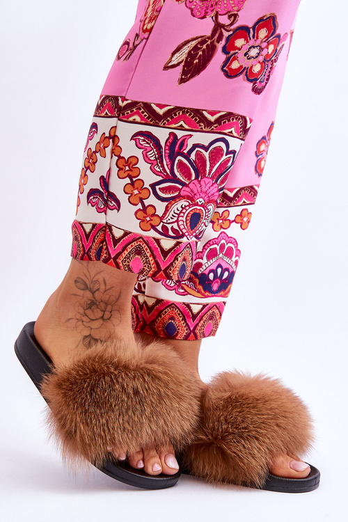 В'єтнамки з натурального хутра коричневого кольору Naturis