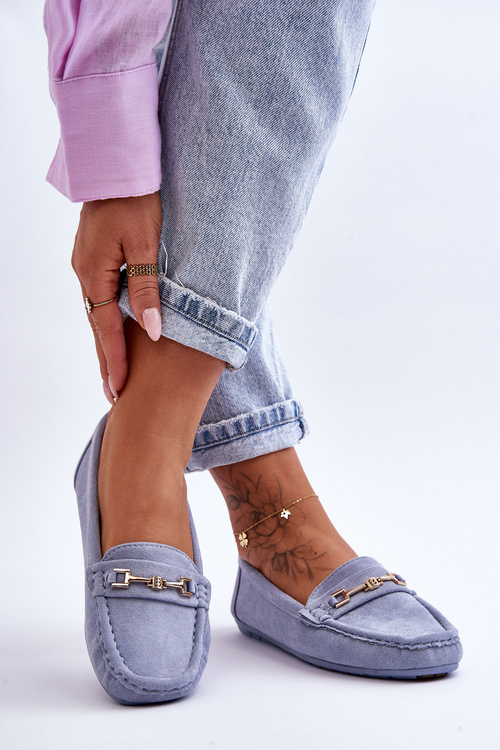 Жіночі класичні замшеві лофери Blue Corinell