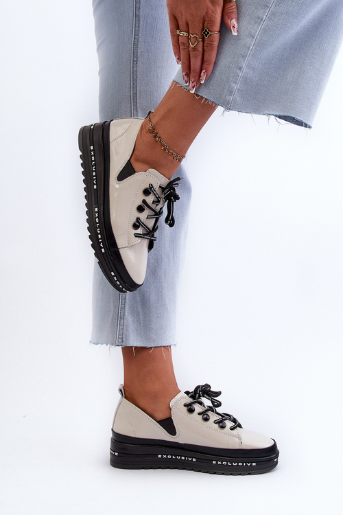 Туфлі жіночі на платформі натуральна шкіра бежеві S.Barski LR620