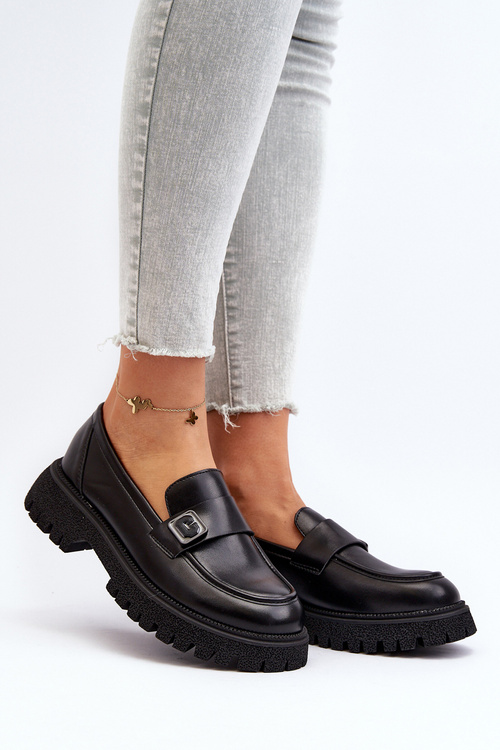 Чорні жіночі лофери Flanila з ремінцем