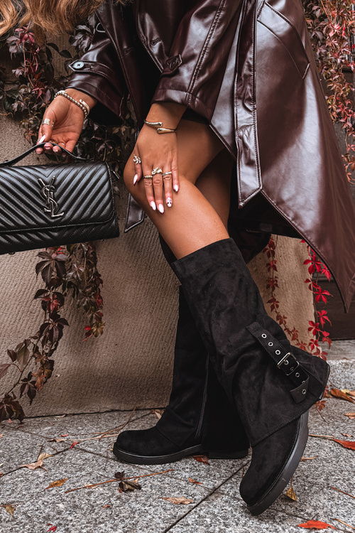 Жіночі черевики з зморшкуватим верхом і пряжкою Чорні Ophelis