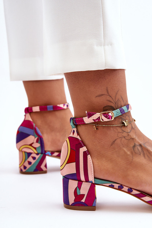 Атласні босоніжки на підборах з малюнком Мікс Червоний Надихни мене!