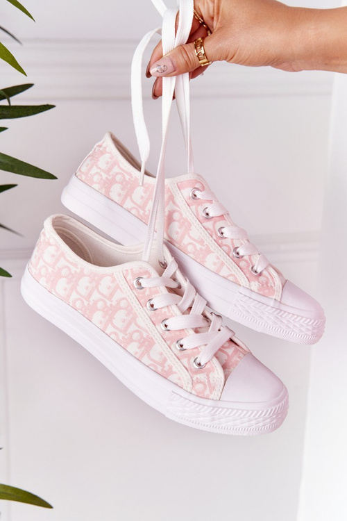 Жіночі логовані кросівки біло-рожеві вихідні