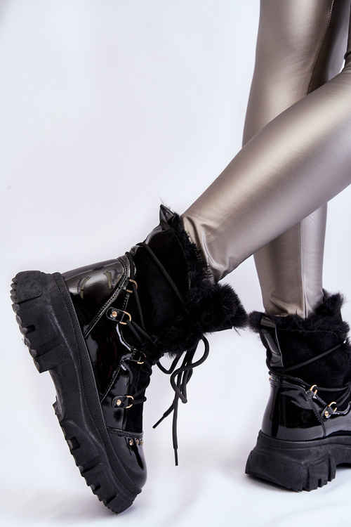 Чоботи жіночі на шнурівці чорного кольору Merron