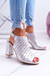 Жіночі босоніжки на шпильці ажурні зі стразами Silver Hendrix