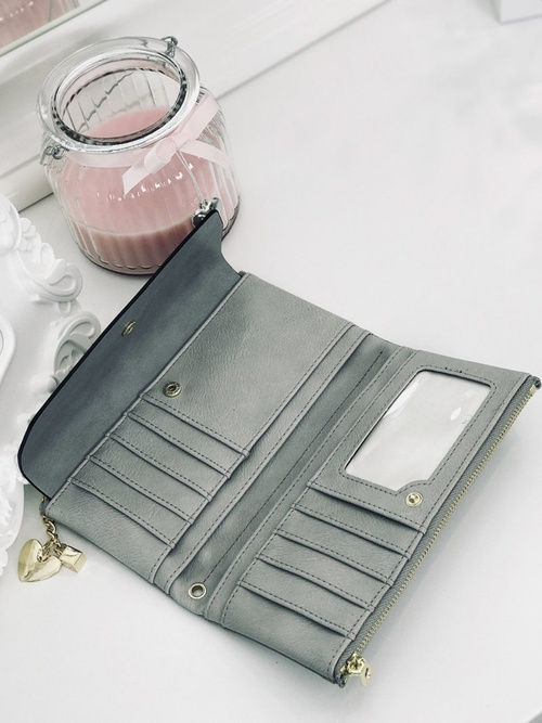 Великий жіночий блакитний гаманець із брелоком у формі серця