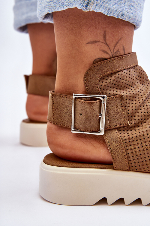 Шкіряні ажурні босоніжки верблюжа Аліма