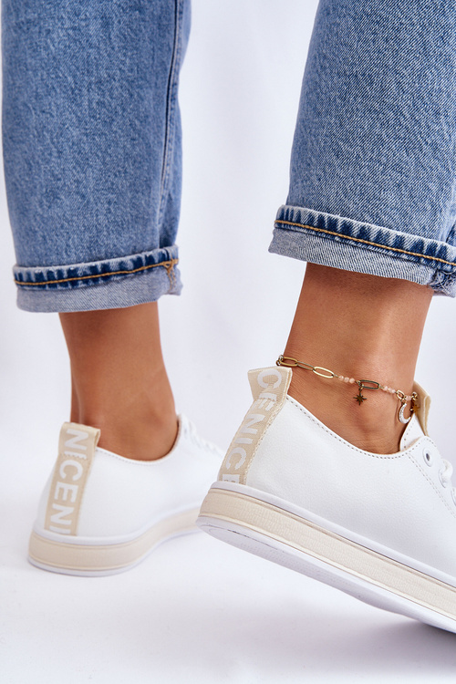 Жіночі кросівки класичні біло-бежеві Ville