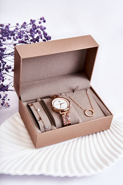 Комплект годинника, браслета та ланцюжка GG Luxe Rose Gold