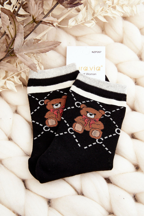 Жіночі шкарпетки з малюнком з ведмедиком жовті