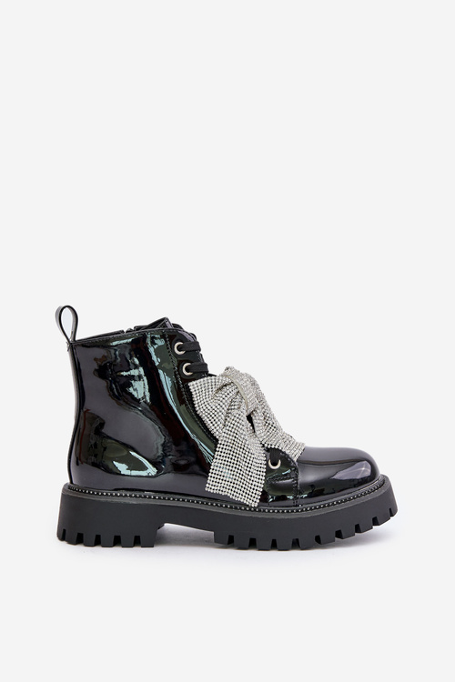 Лаковані ботильйони на блискавці та декоративному сердечку. Чорні Obeena