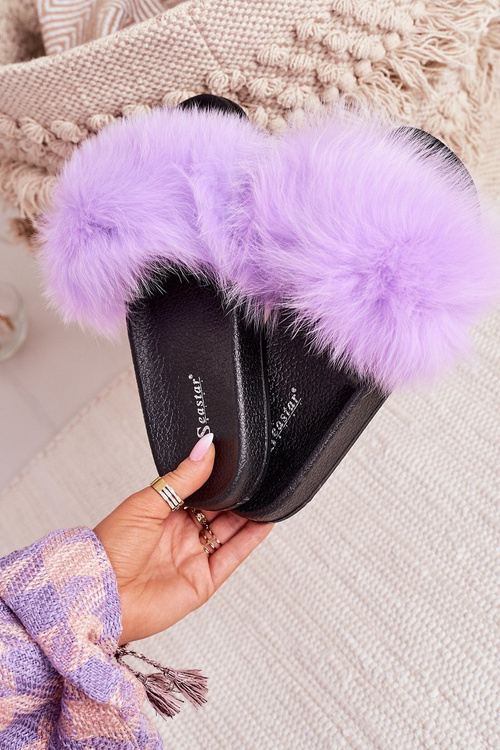 Жіночі тапочки з хутром фіолетового кольору Belmondo