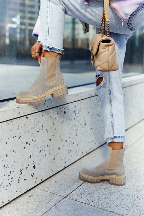 Замшеві жіночі чоботи світло-сірі Кенела