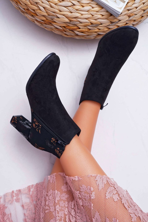 Жіночі чоботи на шпильці Sergio Leone у золоті квіти Folk Black Eros2