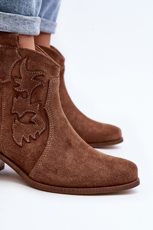 Zazoo 3426 Жіночі замшеві ковбойські чоботи коричневого кольору