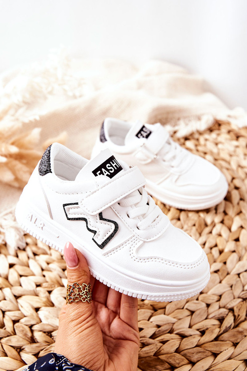 Дитяче спортивне взуття на липучці Білий Чорний Santi