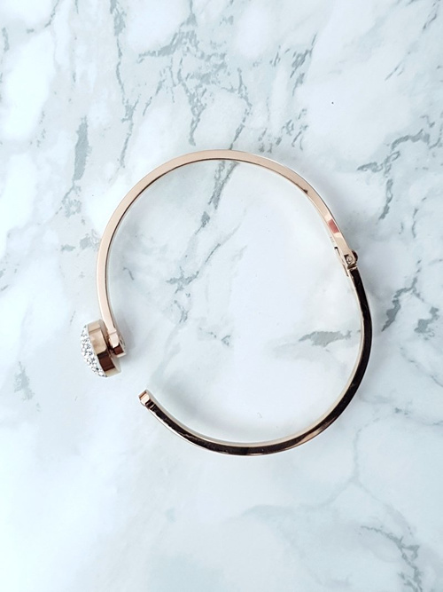 Жіночий сталевий браслет з рожевого золота Roxa Crystals