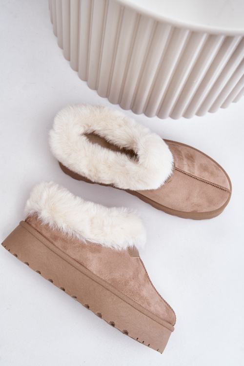 Снігові черевики на низькій халяві з хутром на платформі