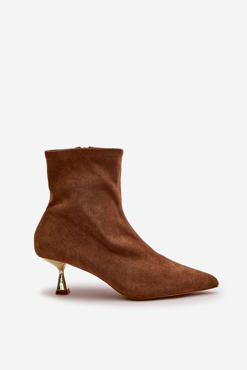 Жіночі черевики на шпильці з еко-замші з гострими носками Camel Irithare