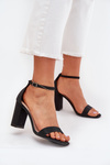 Блискучі жіночі сандалі на підборах чорні Kavina