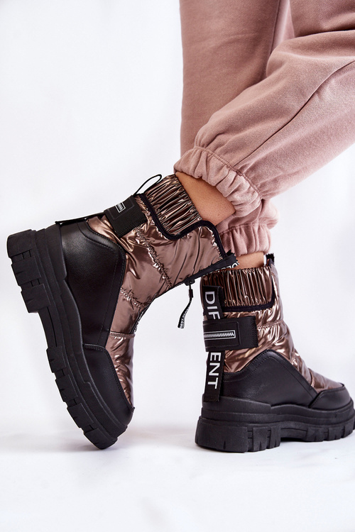 Жіночі зручні зимові черевики коричнево-чорні Elodia