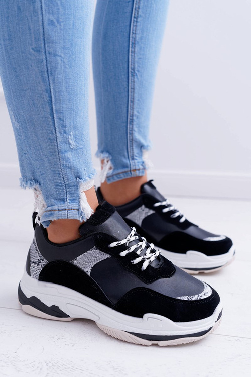 Спортивні жіночі туфлі на товстій підошві Чорні Remember