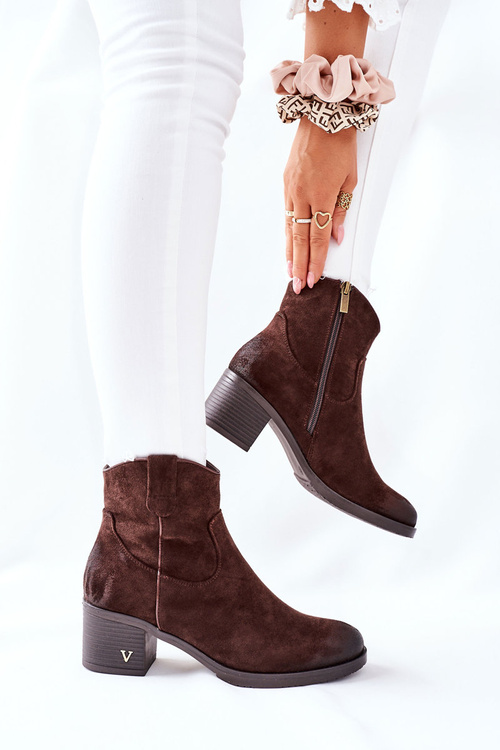 Жіночі замшеві чоботи утеплені коричневі Hillbrook