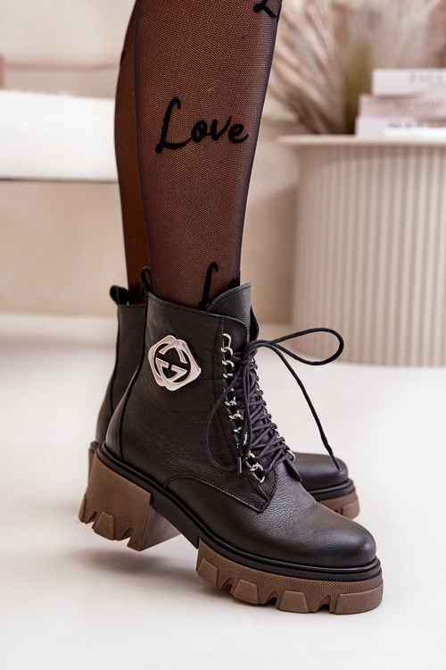 Zazoo 60376 Чорні шкіряні утеплені ботильйони на блискавці