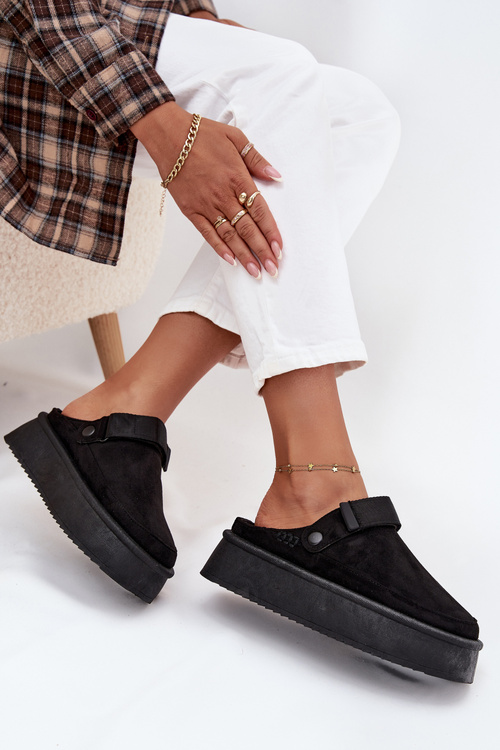 Жіночі зимові чоботи на платформі з липучкою чорні Jorielle