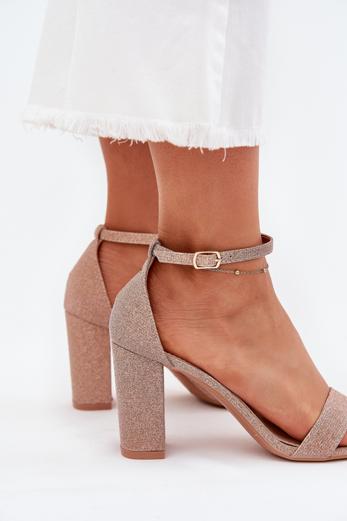 Блискучі Жіночі Сандалі На Підборах Рожеве Золото Kavina