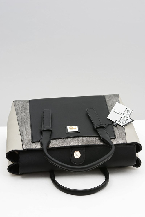 Жіноча велика чорна шкіряна сумочка-портфель у формі змійки Nobo