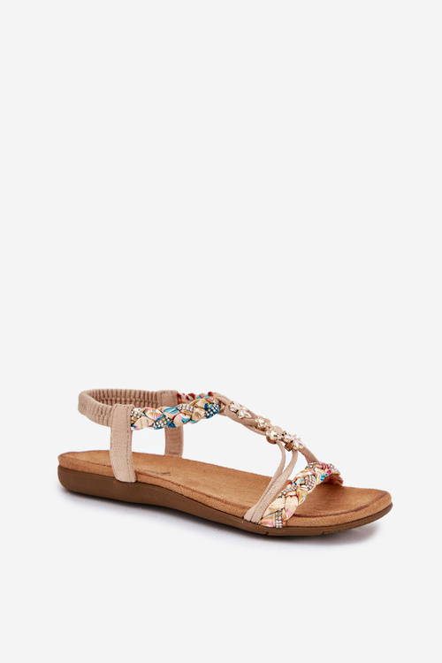 Жіночі Сандалі З Кліпсами І Плетеними Ремінцями Бежеві Nusoreth