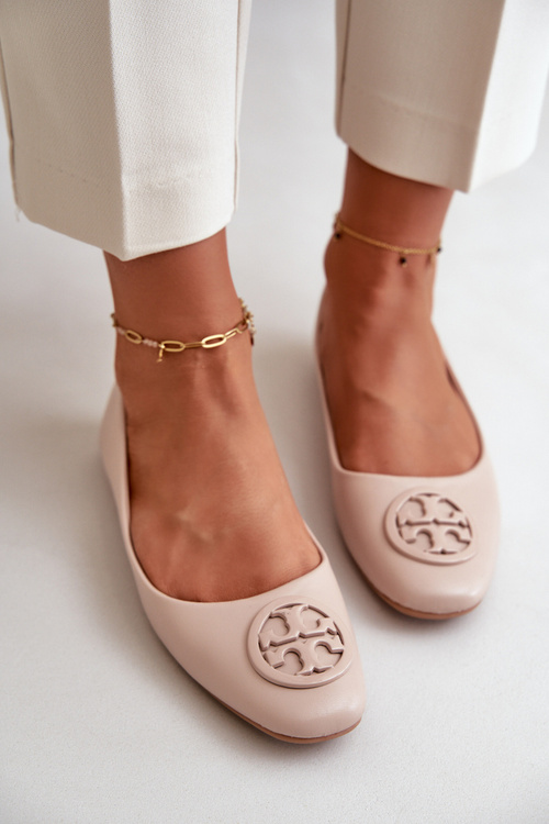 Жіночі туфлі-балетки з екошкірою, бежевий Rhodike